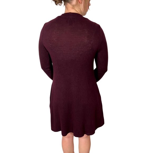 By And By Womens Sweater Dress Size Small Keyhole Neck Long Sleeve Pockets Wine - Picture 5 of 14
